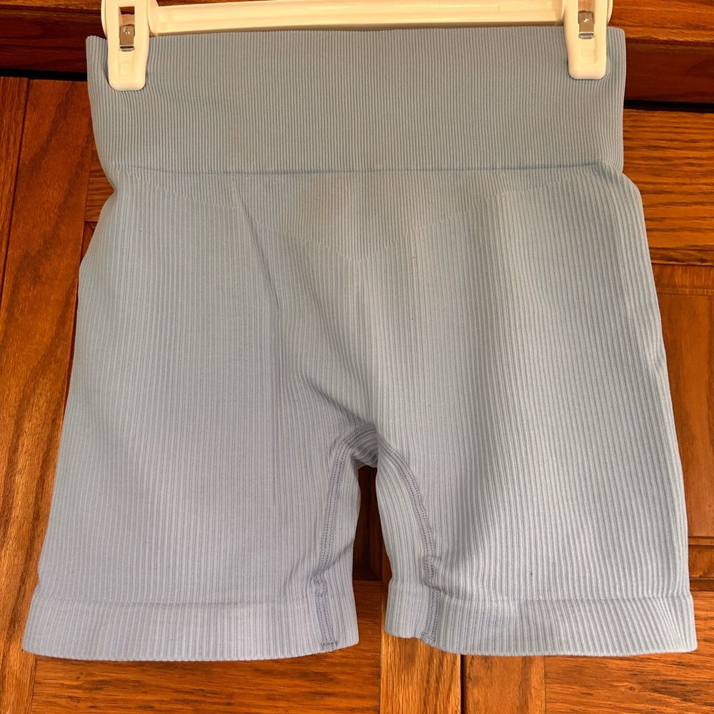 ASOS Sky Blue Ribbed Shorts - Picture 9 of 11